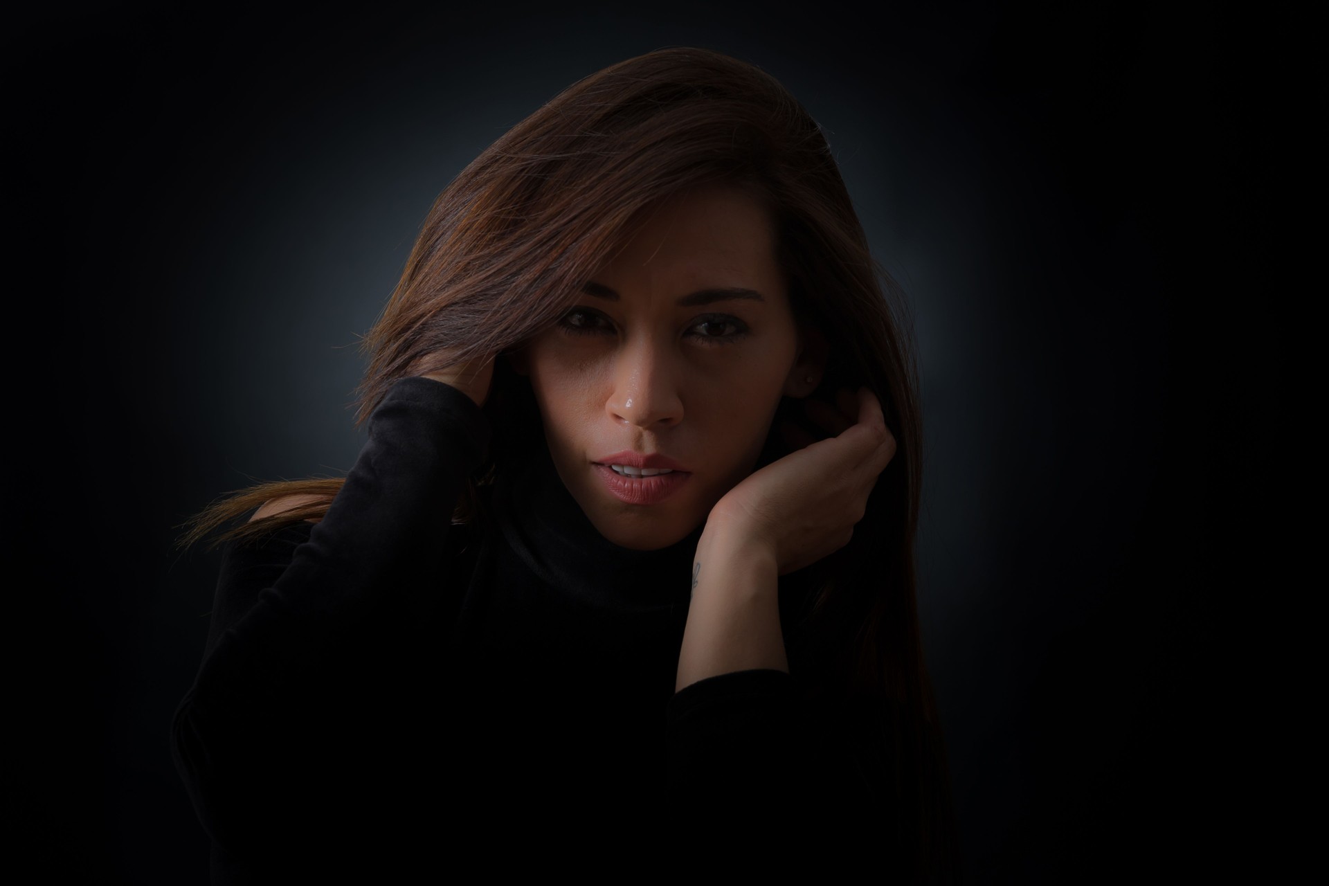 Lady Poses for Close-up Portrait with Backlight